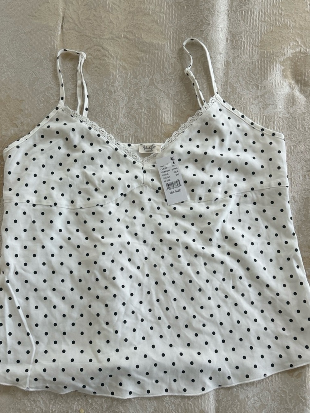 PacSun White Polka Dot Camisole with Black Dots